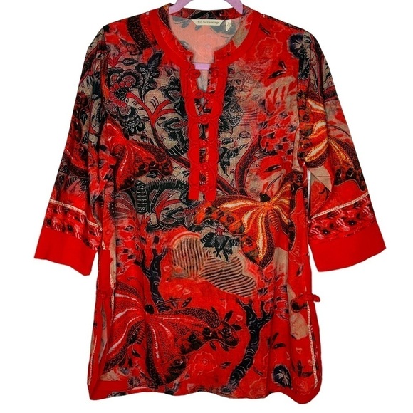 Soft Surroundings Joy Luck Tunic with Chinese Red Knot Buttons - Picture 1 of 11
